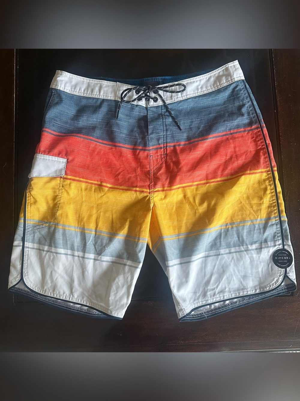 Rip Curl Men’s Multicolor Stripe Boardshorts - Yellow/Red/Blue, 33 Waist